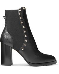Valentino Valentino Garavani Rockstud 90 Textured-leather Chelsea Boots - Black