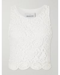 Miguelina - Rosi Cropped Guipure Lace-Trimmed Cotton-Jersey Top - Lyst