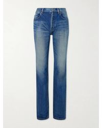 Saint Laurent - Cropped High-Rise Straight-Leg Jeans - Lyst