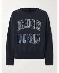 Anine Bing - Harry Embroidered Appliquéd Cotton-Jersey Sweatshirt - Lyst