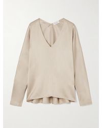 Brunello Cucinelli - Silk-Satin Blouse - Lyst