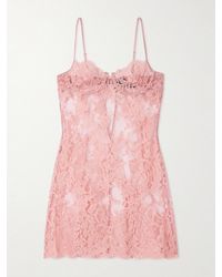 Kiki de Montparnasse - Camille Silk Satin-Trimmed Organic Cotton-Blend Lace Chemise - Lyst
