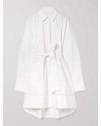 Proenza Schouler - Sammy Belted Crochet-Trimmed Cotton-Blend Poplin Mini Shirt Dress - Lyst