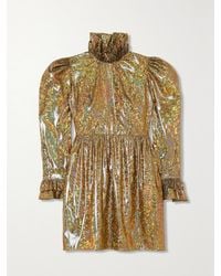 BATSHEVA - Prairie Ruffled Holographic Lamé Mini Dress - Lyst
