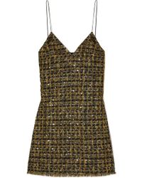Balmain Minikleid Aus Tweed In Metallic-optik Mit Pailletten - Schwarz