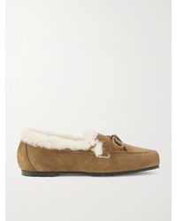 Aeyde - Jasper Bow-Detailed Shearling-Lined Suede Loafers - Lyst