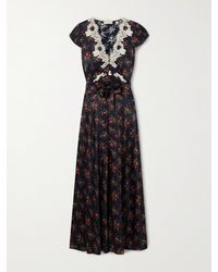 Doen - Coraline Floral-Print Satin Midi Dress - Lyst
