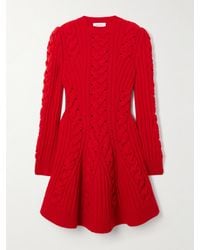 McQueen - Ribbed And Cable-Knit Wool And Cashmere-Blend Mini Dress - Lyst