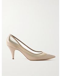 KHAITE - River Iconic Mesh-Trimmed Patent-Leather Pumps - Lyst