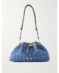 Jimmy Choo - Cinch Medium Leather-Trimmed Denim Shoulder Bag - Lyst