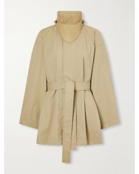 Bottega Veneta - Belted Intrecciato Leather-Trimmed Cotton-Gabardine Trench Coat - Lyst