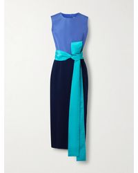 Carolina Herrera - Belted Faille And Crepe Midi Dress - Lyst