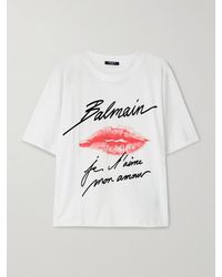 Balmain - T-Shirt Aus Baumwoll-Jersey Mit Prints - Lyst