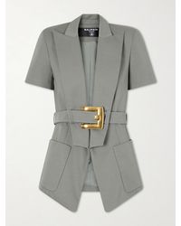 Balmain - Belted Cotton-Gabardine Jacket - Lyst