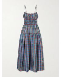 Doen - Brielle Gathered Checked Organic Cotton Midi Dress - Lyst