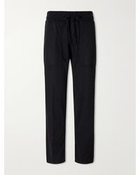 James Perse - Rib-Trimmed Cotton-Twill Tapered Pants - Lyst