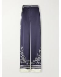 ALÉMAIS - Bandera Printed Silk-Satin Wide-Leg Pants - Lyst