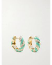 Yvonne Léon - 9-karat Gold, Enamel And Diamond Hoop Earrings - Lyst