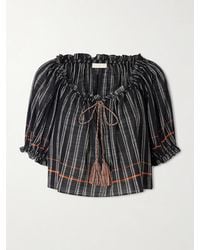 Ulla Johnson - Paros Striped Cotton-Voile Top - Lyst