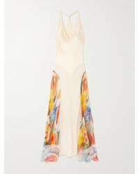 Donde Esteban - Salpicon Paneled Printed Satin And Chiffon Maxi Dress - Lyst