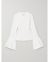 Jonathan Simkhai - Agata Poplin-Trimmed Ribbed-Knit Top - Lyst