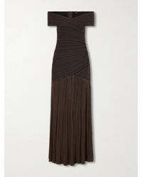 Balmain - Off-The-Shoulder Ribbed-Knit Maxi Dress - Lyst