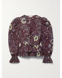 Ulla Johnson - Ren Bluse Aus Bedruckter Baumwolle Mit Volants - Lyst