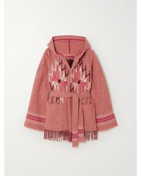Fortela - Felipa Belted Hooded Fringed Wool-Blend Jacquard Cardigan - Lyst