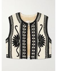 Sea - Ambrose Cropped Bead-Embellished Embroidered Cotton-Canvas Vest - Lyst