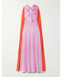 ROKSANDA - Amanita Cape-Effect Twist-Front Two-Tone Silk-Satin Gown - Lyst