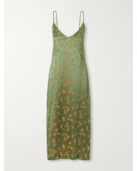 Dries Van Noten - Floral-Jacquard Satin Midi Dress - Lyst