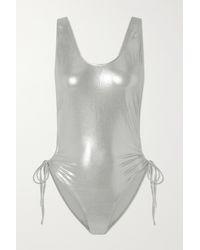 Isabel Marant Symis Ruched Cutout Stretch-lamé Swimsuit - Metallic
