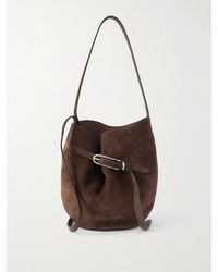Liffner - Buckled Suede Bucket Bag - Lyst