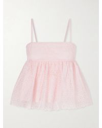 Cecilie Bahnsen - Embroidered Cotton-Blend Top - Lyst