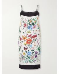 Gucci - Flora Place Printed Silk-Twill Midi Dress - Lyst