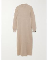 Brunello Cucinelli - Ribbed Alpaca And Cotton-Blend Midi Dress - Lyst