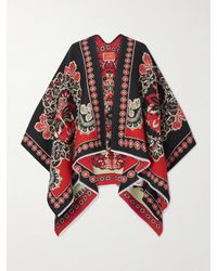 La DoubleJ - Soul Frayed Wool And Silk-Blend Jacquard Poncho - Lyst