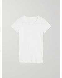 Leset - Pointelle-Knit Cotton-Jersey T-Shirt - Lyst