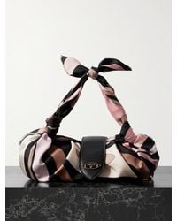 Emilio Pucci - Sac Porté Épaule En Serge De Soie Imprimée À Nœuds Et À Finitions En Cuir - Lyst