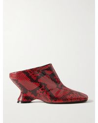 Dries Van Noten - Mules Aus Leder Mit Schlangeneffekt - Lyst