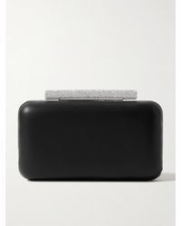 McQueen - T-Bar Crystal-Embellished Leather Clutch - Lyst