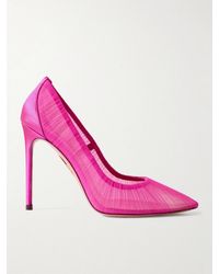 Aquazzura - Voile 105 Pleated Satin-Trimmed Tulle Pumps - Lyst
