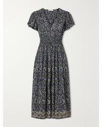 Ulla Johnson - Lyria Gathered Printed Cotton-Blend Midi Dress - Lyst