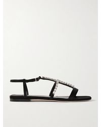 Jimmy Choo - Gwyn Crystal-Embellished Satin Sandals - Lyst
