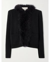 Valentino Garavani - Feather-Trimmed Wool Cardigan - Lyst