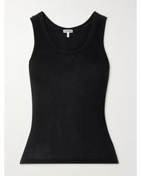 Loewe - Anagram Tanktop Aus Geripptem Seiden-Jersey Mit Stickerei - Lyst