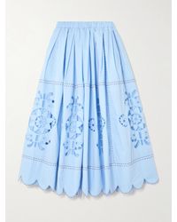 Vita Kin - Havana Midirock Aus Baumwollpopeline Mit Lochstickerei, Falten Und Wellenkante - Lyst