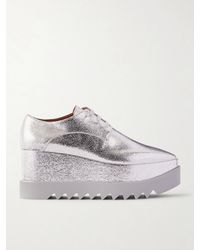 Stella McCartney - Elyse Woven Metallic Vegetarian Material Platform Brogues - Lyst