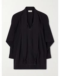 Lemaire - Scarf-Detailed Embellished Crinkled Cotton-Crepe Blouse - Lyst