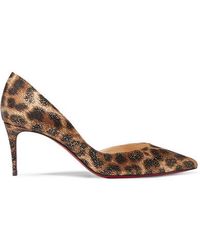 Christian Louboutin Iriza 70 Metallic Leopard-print Satin Court Shoes - Brown